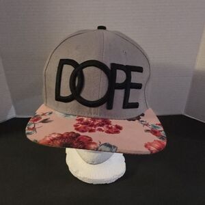 DOPE Streetwear Embroidered Logo Grey Hat Floral Visor Snapback